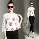 Lace 3/4-sleeve Floral Top