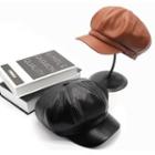 Faux-leather Newsboy Hat