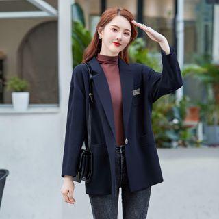 Plain Blazer / Long-sleeve Shirt / Mini Pleated Skirt