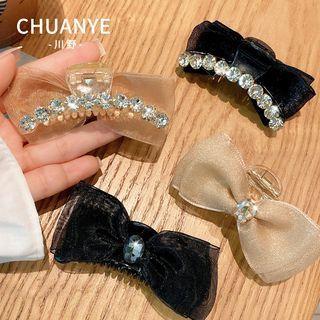 Bow Mesh Rhinestone Hair Clamp / Set
