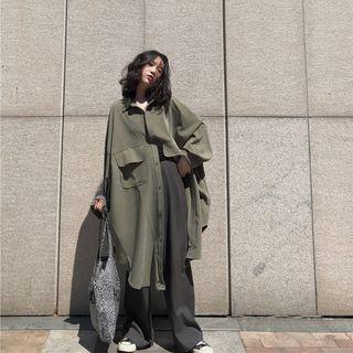 Dual-pocket Long Buttoned Jacket