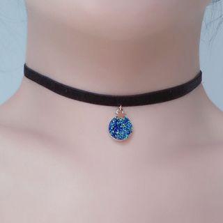 Glitter Disc Pendant Choker As Shown In Figure - One Size