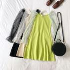 Mesh Panel Sleeve Knit A-line Dress