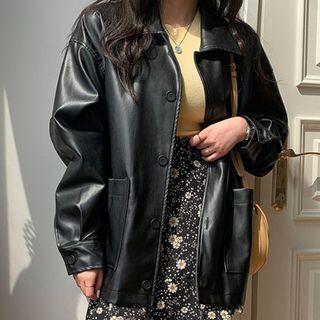 Single-breasted Faux-leather Jacket One Size