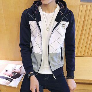 Diamond Pattern Hooded Jacket
