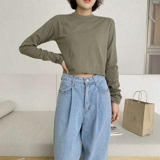 Round-neck Cropped T-shirt In 10 Colors