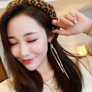 Rhinestone Chain Fringed Earring Silver Stud Earring - Gold - One Size