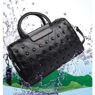 Studded / Braid Faux-leather Shoulder Bag