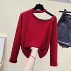 Cut-out Halter Long-sleeve T-shirt