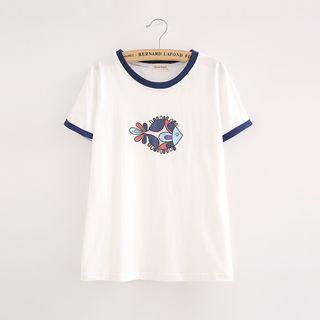 Print Piped Short-sleeve T-shirt