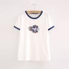 Print Piped Short-sleeve T-shirt