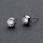925 Sterling Silver Rhinestone Stud Earring As Shown In Figure - One Size