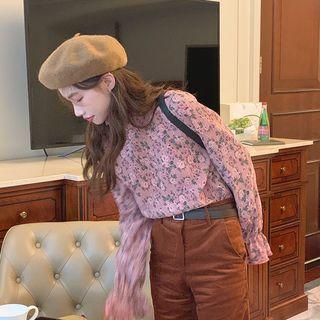 Bell-sleeve Floral Blouse Floral - Pink - One Size
