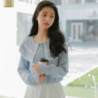 Lace Trim Peter Pan Blouse