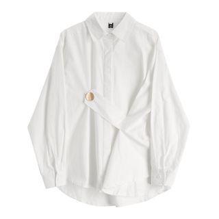 Plaid Asymmetric Buttoned Blouse