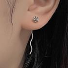 Flower Wavy Alloy Dangle Earring 1 Pair - Earring - Silver - One Size