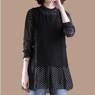Mock Two-piece Dotted Blouse