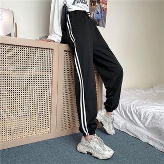 Striped Straight-leg Jogger Sweatpants