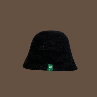 Smiley Applique Checker Bucket Hat
