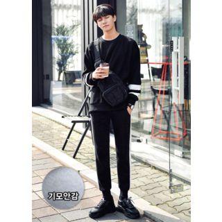 Set: Brushed Fleece Lined Sweatshirt + Pipe-trim Sweatpants