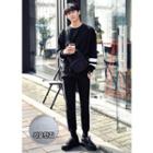 Set: Brushed Fleece Lined Sweatshirt + Pipe-trim Sweatpants