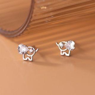 Animal Rhinestone Sterling Silver Earring 1 Pair - S925 Silver - Silver - One Size