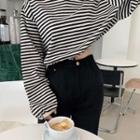 Drawcord Stripe Sweatshirt