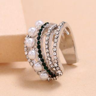 Rhinestone Faux Pearl Layered Cuff Earring