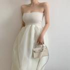 Strapless Midi A-line Mesh Dress Milky White - One Size