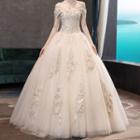 Off-shoulder Lace Wedding Ball Gown / Set
