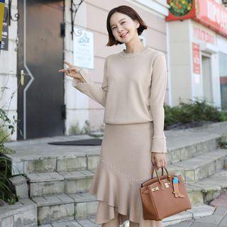 Top & Mermaid Skirt Beaded Knit Set