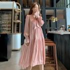 Bow Accent Long-sleeve Shift Dress