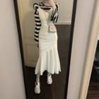 Striped Long-sleeve Loose-fit Top / Mermaid Sleeveless Dress