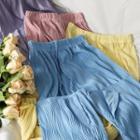 Embossed Side-slit Wide-leg Pants In 6 Colors