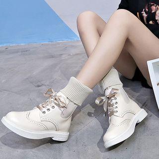 Brogue Lace-up Chelsea Ankle Boots