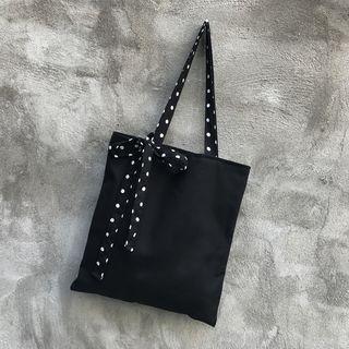 Plaid Bow Canvas Shopper Bag