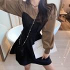 Mock Two-piece Mini A-line Sweatshirt Dress