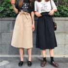 Paperbag Waist Midi A-line Skirt