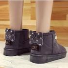Fleece-lined Bow-accent Short Snow Boots