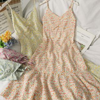 Sleeveless Floral Chiffon Midi Dress In 9 Colors