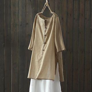 3/4-sleeve Frog Buttoned Long Thin Jacket