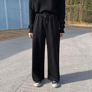 Drawstring Wide Corduroy Pants