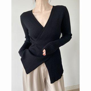 Wrapped Knit Top Black - M