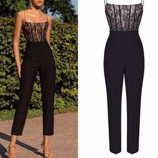 Strappy Lace Panel Jumpsuit