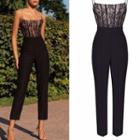 Strappy Lace Panel Jumpsuit
