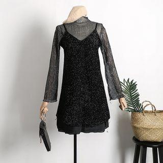 Set: Pleated Chiffon Top + Sleevless Dress