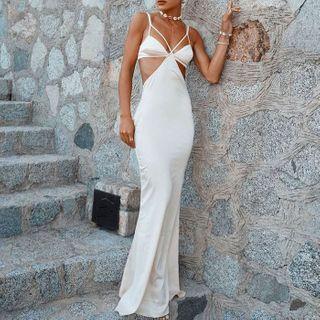 Spaghetti Strap Cutout Maxi Sheath Dress