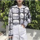 Print Pattern Long-sleeve Loose-fit Shirt