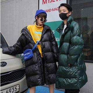 Padded Snap Button Long Coat