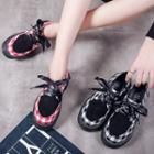 Plaid Panel Platform Shoes